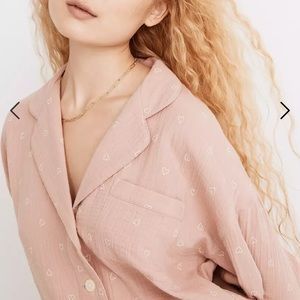 NWT Madewell Lightestspun Oversized Long Sleeve Pajama Top Open Hearts